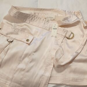 Anthropologie Blush Satin Skirt